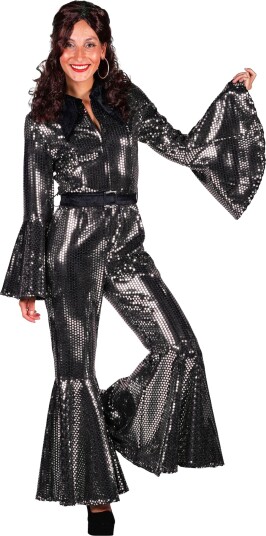 Thetru B.v. 70-talls Disco Jumpsuit Sølv Kostyme Deluxe Small 3828-1700-000S