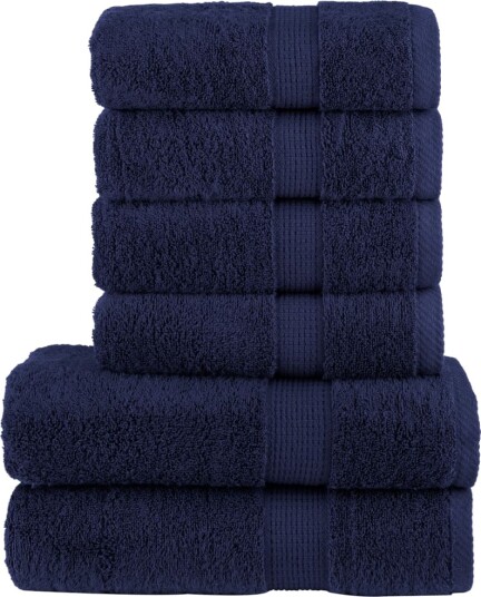 vidaXL Premium håndklesett 6 deler SOLUND marineblå 600 g/m2 vidaXL Premium håndklesett 6 deler SOLUND marineblå 600 g/m2