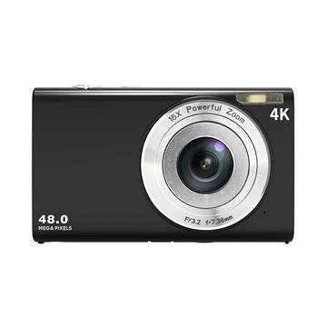 DC402-AF 4K Kids 48MP digitalkamera med autofokus og 16X digital zoom Vlogging-kamera for tenåringer Svart
