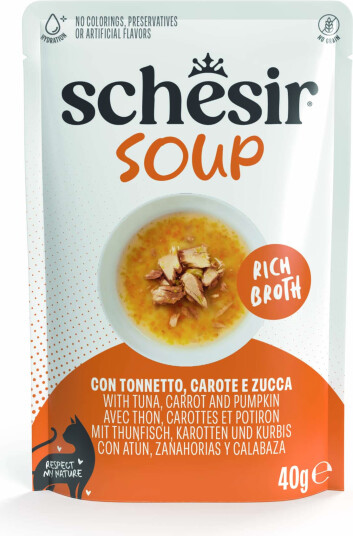 Schesir Våtfôr Cat Soup Tunfisk Gulrøtter Og Gresskar 12 X 40 G