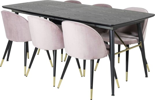 Venture Home Spisegruppe Venture Home Gold med 6 Velvet Stoler GR19421