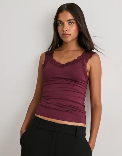 Pieces Rød Pcbarbera Lace Top Noos Bc