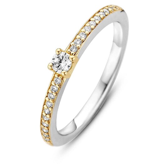 Ti Sento, Ring i forgylt 925 sølv med zirkonia