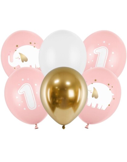 6 stk 30 cm Ballonger Rosa 1 År Ballongbukett
