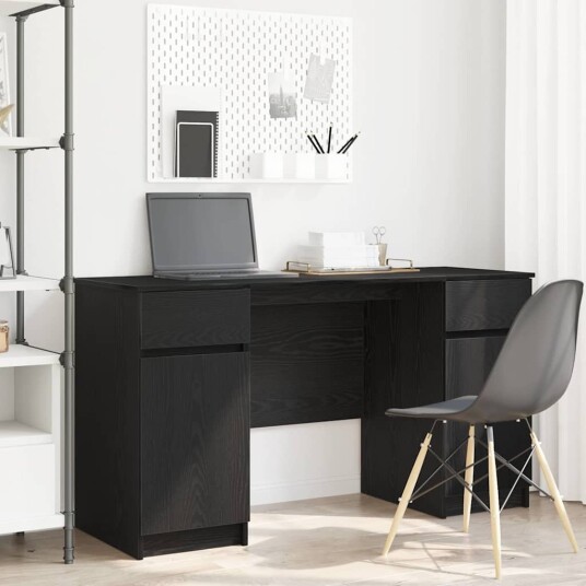 Skrivebord Svart Eik 140x49x76 cm Konstruert Tre