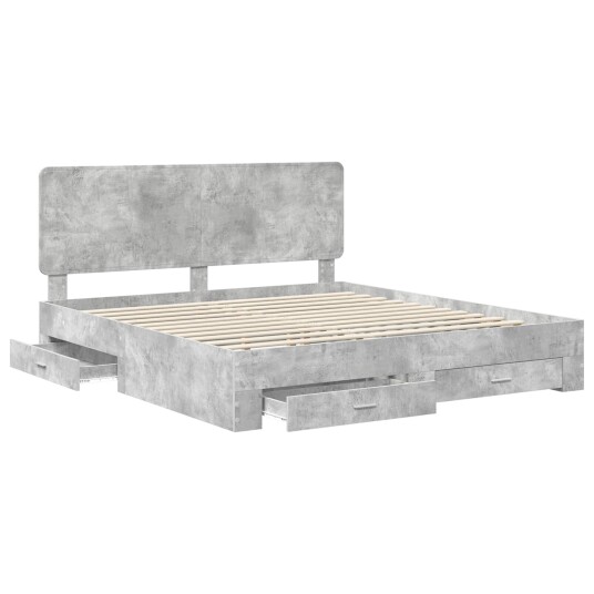  Sengestamme med skuff Betonggrå 180 x 200 cm Konstruert tre