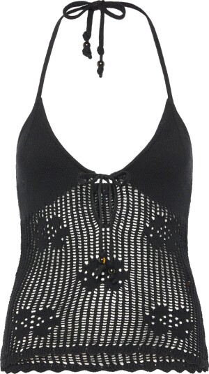 Monki Halterneck Knitted Top Black L