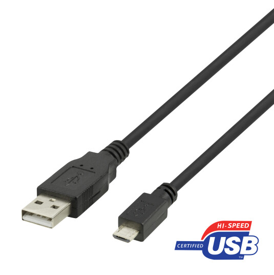 Deltaco USB 2.0 Micro B cable, 2.4A, 2m black