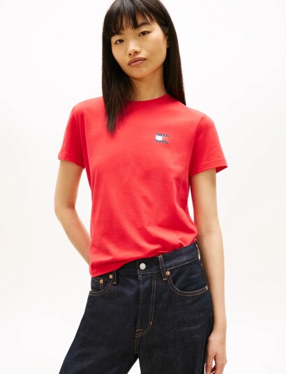 Tommy Jeans Tjw Reg Wavy Flag Ss Tee Ext Red XS