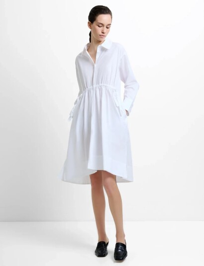 French Connection Rhodes Poplin Shirt Dress   White   S