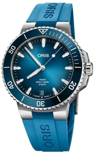 Oris Herreklokke 01 400 7790 4135 07 4 23 45EB Aquis Blå/Gummi