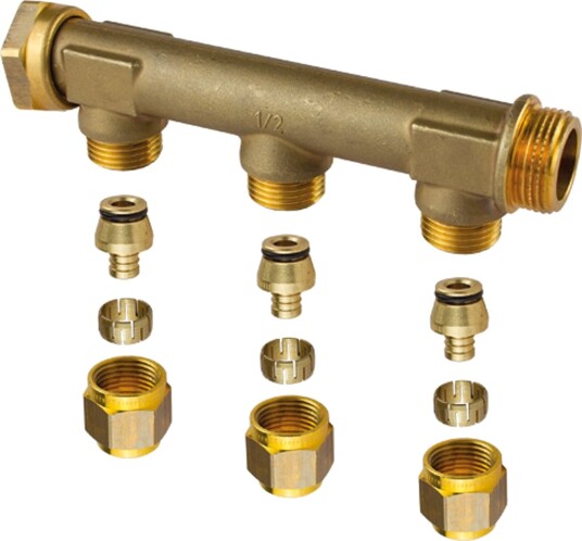 Uponor Fordeler Aqua Plus Med Løpemutter 3/4" 3x15mm C/C 50mm