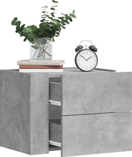  Veggmontert nattbord betonggrå 45x30x35 cm 848331