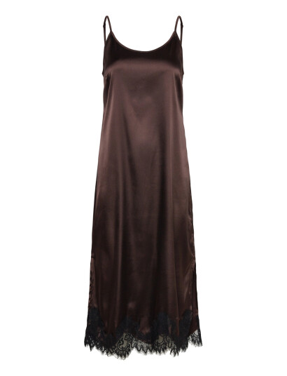NOISY MAY Nmceleste S/L Satin Lace Dress Brown M NOISY MAY Nmceleste S/L Satin Lace Dress Brown M