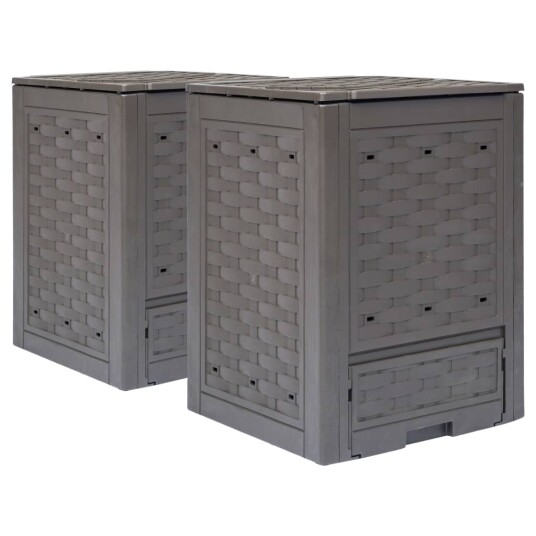 vidaXL Kompostkasser 2 stk brun 60x60x83 cm 600 L plast rotting vidaXL Kompostkasser 2 stk brun 60x60x83 cm 600 L plast rotting