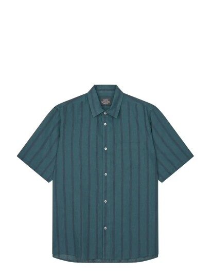 Mads Nørgaard Cotton Linen Victor Stripe Shirt Ss Green L