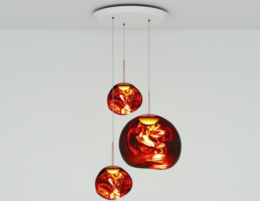 Melt Trio Round hengelampe 81 cm 3 lyskilder kobber   Tom Dixon   Stue   Design   Plast   Med flere lyskilder