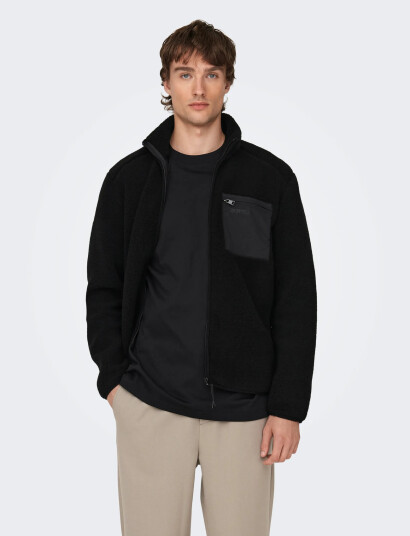ONLY & SONS Onsdallas Life Sherpa Jacket Otw Vd - Black - XL ONLY & SONS Onsdallas Life Sherpa Jacket Otw Vd - Black - XL