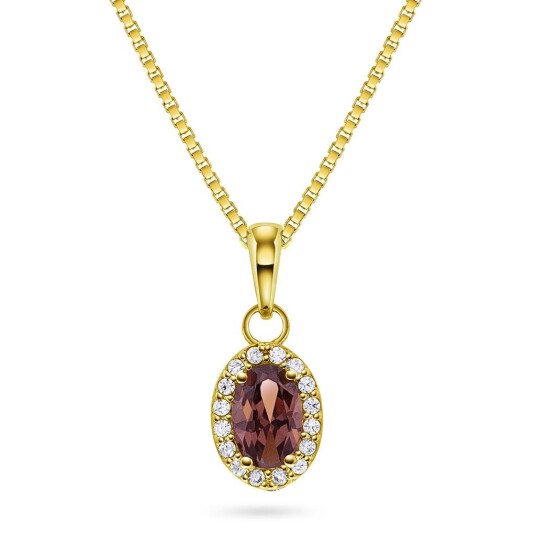 Pan Jewelry Athens Charm smykke i forgylt 925 sølv med brun zirkonia