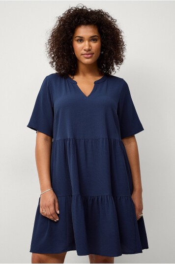 Zizzi Kjole vAnni S/S Abk Dress Blå Zizzi Kjole vAnni S/S Abk Dress Blå