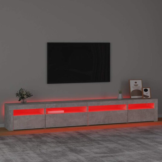 vidaXL TV-benk med LED-lys betonggrå 270x35x40 cm