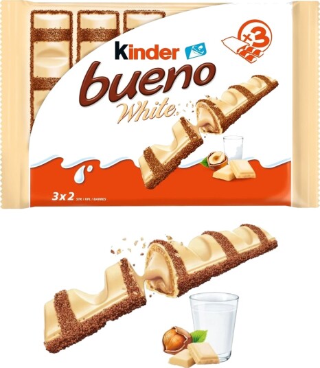 6 stk Kinder Bueno White Sjokolade 3x2pk