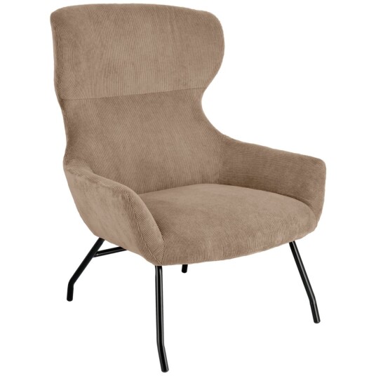 VEGA Lenestol Malin; 75x77x103 cm BxDxH; Sete Gråbrun/taupe Ramme Svart