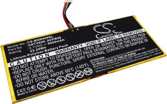 Batteri til Barnes & Noble BNTV600 BNR009SL