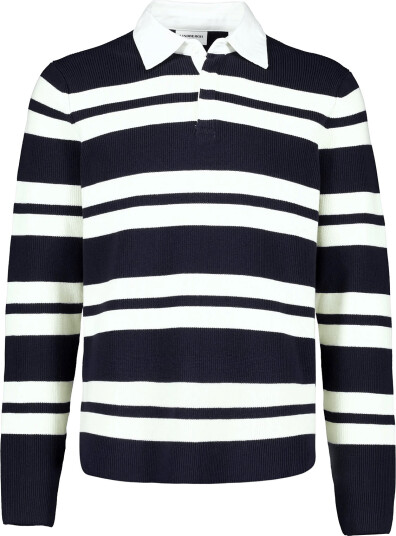 Lindbergh Knitted Striped L/S Rugby Shirt Navy XXL