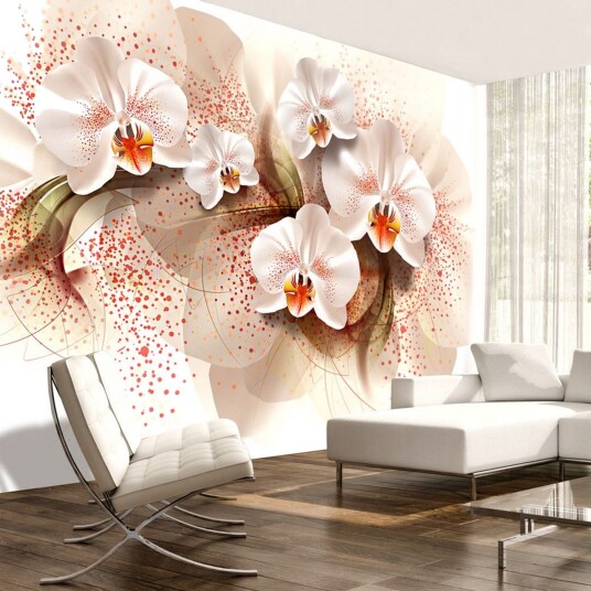 Fototapet Pale Yellow Orchids 150x105 - Artgeist sp. z o. o.