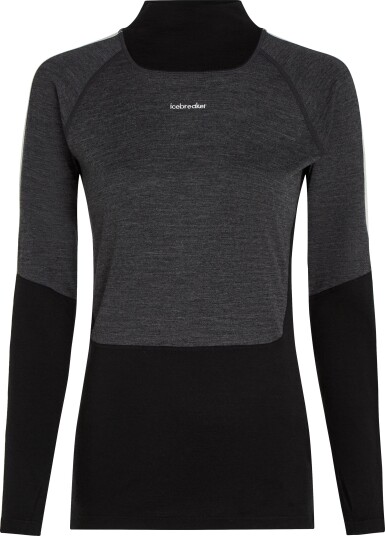 Icebreaker Women"s Merino 200 Oasis+ Long Sleeve High Neck Black/Jet Hthr/Undyed XS Icebreaker Women"s Merino 200 Oasis+ Long Sleeve High Neck Black/Jet Hthr/Undyed XS