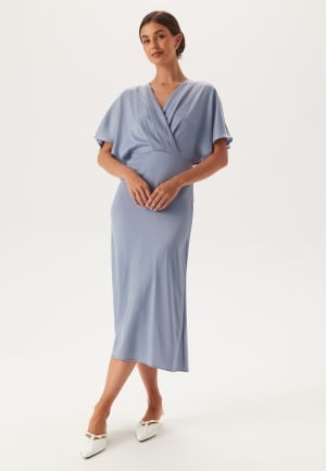 Bubbleroom Occasion Wrap Satin Midi Dress Light blue 44 Bubbleroom Occasion Wrap Satin Midi Dress Light blue 44
