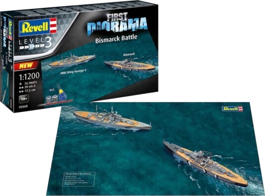 Revell 1/1200 Bismarck Diorama Byggesett for Modellbygging