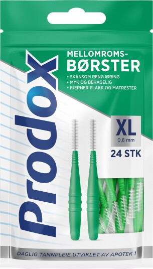 Prodox mellomromsbørste grønn XL 0,8 mm 24 stk
