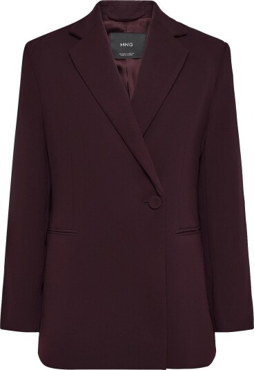 Mango Double Breasted Belted Suit Blazer Burgundy L