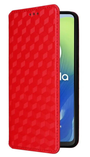 EIDERWOOD Motorola Moto G04 / G24 / G24 Power PU Skinn Flip Deksel med Lommebok - Rombe - Rød