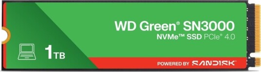 WD Green SN3000 1TB M.2 NVMe SSD PCIe 4.0 med 5000 MB/s Lesehastighet