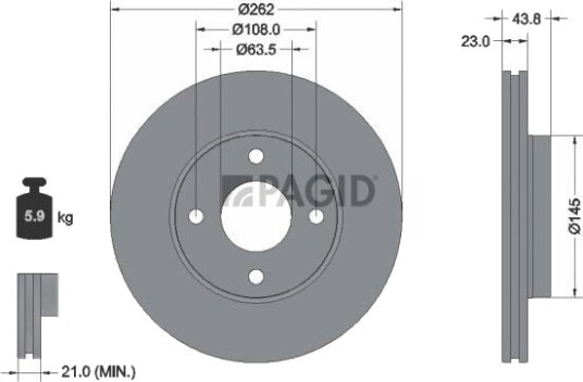 PAGID 55927NC Bremseskive