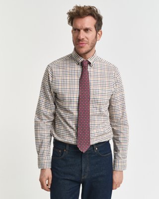 Gant Tattersall rutete twillskjorte i regular fit MAHOGANY BROWN L
