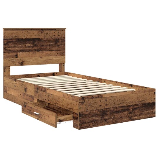  Sengestamme med skuff Gammelt tre 100 x 200 cm Konstruert tre