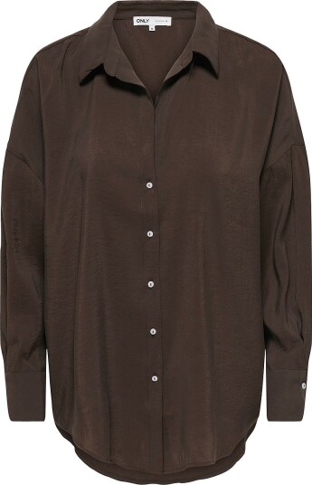 Only Skjorte onlZazima L/S Loose Shirt Wvn Brun