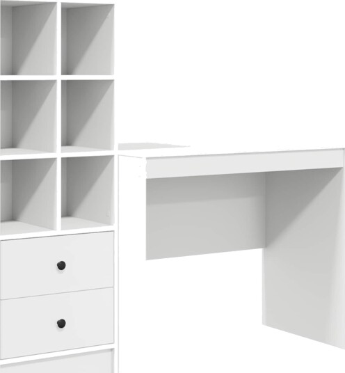 vidaXL Skrivebord med skuff med hylle med lagring 2 pcs Hvit