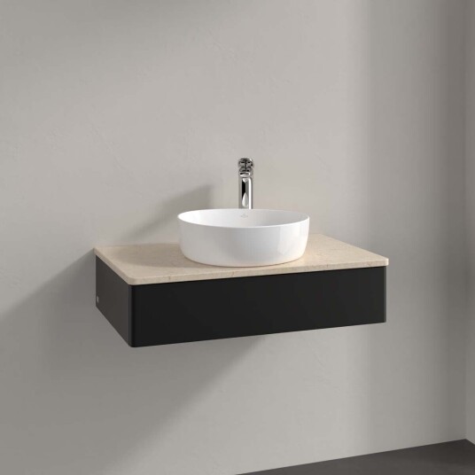 Villeroy & Boch Antao Servantskap med 1 skuff 80x50x19 cm u/lys Sort Matt/Crème Villeroy & Boch Antao Servantskap med 1 skuff 80x50x19 cm u/lys Sort Matt/Crème