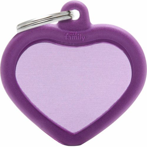Myfamily Hushtag Hjerte Id Tag-Aluminium Med Plast Kant Lilla