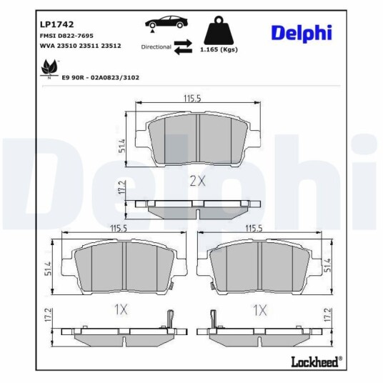 Bremseklosser DELPHI LP1742 Bremseklosser DELPHI LP1742