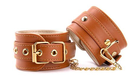 Dream Toys Blaze Elite Hand Cuffs Cognac Vegan Leather Dream Toys Blaze Elite Hand Cuffs Cognac Vegan Leather