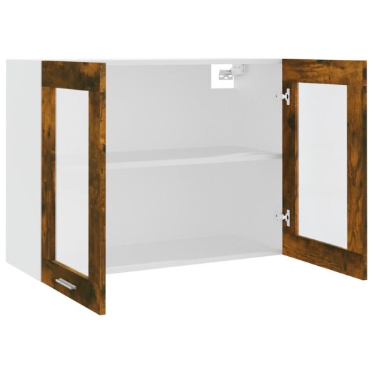 vidaXL Vegghengt glasskap r?kt eik 80x31x60 cm konstruert tre