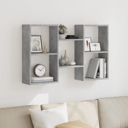 Vegghylle betonggrå 96x18x60 cm konstruert tre 8721158360953
