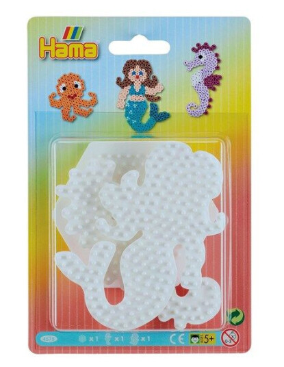 Hama Iron on bead plates Mermaid Seahorse Hexagon