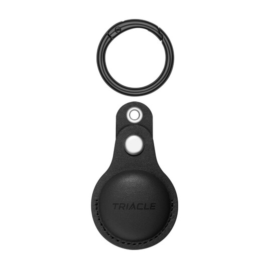 Triacle nøkkelring i ekte skinn for Apple AirTag/Triacle X mark Two/Triacle X mark Three Svart